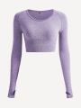 SHEIN Leisure Seamless Raglan Sleeve Crop Sports Tee