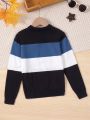 SHEIN Kids EVRYDAY Tween Boy Color Block Sweater