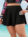 SHEIN Swim SPRTY Plus Size Solid Color Bikini Shorts Skirt