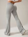 SHEIN Daily&Casual Women's Overlapping Waist Flared Sports Pants