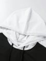 SHEIN Men Colorblock Patched Detail Drawstring Hooded Tee