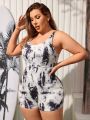 SHEIN Swim SPRTY Plus Size Women'S Printed Backless One-Piece Swimsuit