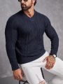 Manfinity Men V Neck Cable Knit Sweater