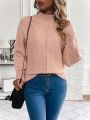 SHEIN Essnce Solid Color Batwing Sleeve Half Turtleneck Sweater