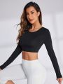 Round Neck Backless Slim Fit T-Shirt