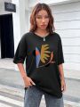 Barbara Carrizo Plants Print Drop Shoulder Tee