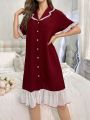 Women'S Color Block Ruffle Hem Home Service Dress