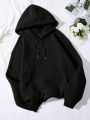 Women's Hooded Sweatshirt With Spider Web & Number Print And Fleece Lining