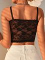 Solid Lace Crop Cami Basic Top