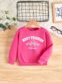 Young Girl Letter & Butterfly Graphic Thermal Lined Sweatshirt