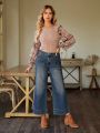 SHEIN LUNE Vintage Straight High Waist Jeans With Distressed Details