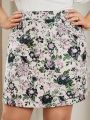 SHEIN Frenchy Plus Size Vacation Floral Print Summer Short Skirt