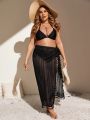 SHEIN Swim BohoFeel Plus Size Beach Fringed Cover-Up Skirt