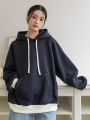 Dazy-Less Color Blocked Kangaroo Pocket Raglan Sleeve Hoodie