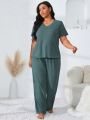 Plus Size Waffle Knit Pajama Set