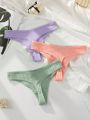 3pack Solid Ribbed Knit Thong