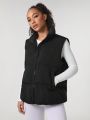 Fonteles Women'S Stand Collar Zipper Sleeveless Padded Jacket