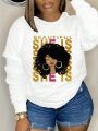 SHEIN Slayr Character & Letter Printed Fleece Sweatshirt