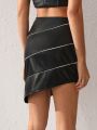 ARMAS Contrast Piping PU Leather Bodycon Skirt