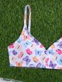 Teen Girls Butterfly Printed Two-Piece Swimsuit