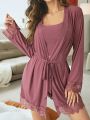 3pcs Contrast Lace PJ Set