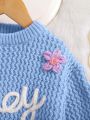 SHEIN Kids CHARMNG Little Girls' Romantic And Lovely Embroidered Sweater