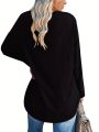 Women's Plus Size Long Sleeve T-Shirt With Curved Hem