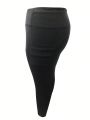 Daily&Casual Plus Size Solid Color Yoga Pants With Side Pockets