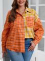 SHEIN LUNE Plus Size Grid Patterned Drop Shoulder Shirt