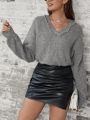 SHEIN LUNE V-neck Drop Shoulder Sweater