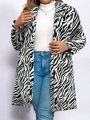 SHEIN LUNE Plus Size Fuzzy Zebra Print Coat