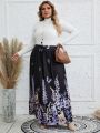 EMERY ROSE Plus Size Flora Pattern Skirt