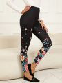 EMERY ROSE Women's Knitted Floral Pattern High Waist Leggings Pants