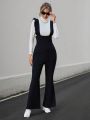 SHEIN Essnce Ruffle Trim Decorated Sleeveless Overalls