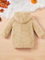 SHEIN Baby Girls' Casual Comfortable Plaid Detail Plush Hoodie