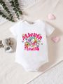 Basic Casual Short Sleeve With Cute Pattern For Baby Girls