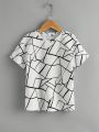 SHEIN Men's Youth Geometric Print T-Shirt Two-Piece Set