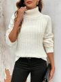 SHEIN Frenchy Burgundy Turtleneck Raglan Sleeve Sweater Pullover