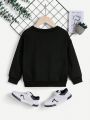 Young Boy Basketball & Letter Graphic Sweatshirt