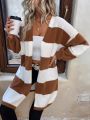 SHEIN Frenchy Women's Stripe Drop Shoulder Open Front Cardigan