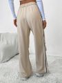 Pleated Straight-leg Drawstring Waist Pants