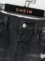 SHEIN Toddler Boys' Casual Mid-waist Ripped Skinny Jeans With Irregular Cut-outs