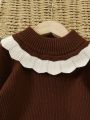 Little Girls' Contrast Color Stand Collar Sweater