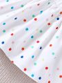 SHEIN Kids EVRYDAY Young Girl'S Cute Colorful Polka Dot And Rainbow Print Casual Dress