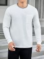 SHEIN Men Striped Trim Pocket Patched Tee