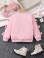 SHEIN Kids EVRYDAY Young Girl Bow Side Teddy Lined Bomber Jacket