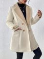 SHEIN Frenchy Faux Shearling Lined Double Breasted Coat