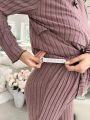 Maternity Solid Color Ribbed Casual Homewear