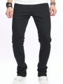 Men's Loose Fit Straight Leg Jeans With Slant Pockets