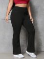 Plus Size Solid Color Slim Fit Flare Jeans